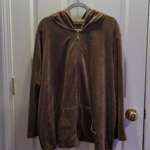 Avenue Plus Size Chocolate Brown Velour Hoodie Jacket Size 26/28
